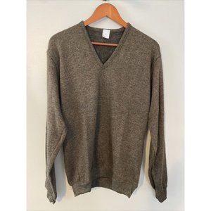 Vintage Mens Pullover Sweater Grandpa V Neck Long Sleeve Green Sz L Casual Wear